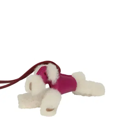 HERMÈS Hermes Budy Charm Ecru, Rose Pourpre, Rouge Grenat Milo Lambskin and Merino Wool | Thumbnail 4 HERMÈS Hermes Budy Charm Ecru, Rose Pourpre, Rouge Grenat Milo Lambskin and Merino Wool | Thumbnail 4