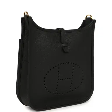HERMÈS Hermes Evelyne 23 Black Clemence Gold Hardware | Thumbnail 2 HERMÈS Hermes Evelyne 23 Black Clemence Gold Hardware | Thumbnail 2