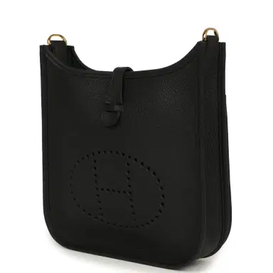 HERMÈS Hermes Evelyne 23 Black Clemence Gold Hardware | Thumbnail 5 HERMÈS Hermes Evelyne 23 Black Clemence Gold Hardware | Thumbnail 5