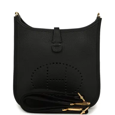 HERMÈS Hermes Evelyne 23 Black Clemence Gold Hardware | Thumbnail 1 HERMÈS Hermes Evelyne 23 Black Clemence Gold Hardware | Thumbnail 1