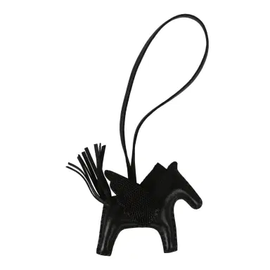 HERMÈS Hermes Pegase Rodeo Bag Charm PM Black Milo Lambskin, Varanus Niloticus Lizard Touch | Thumbnail 2 HERMÈS Hermes Pegase Rodeo Bag Charm PM Black Milo Lambskin, Varanus Niloticus Lizard Touch | Thumbnail 2