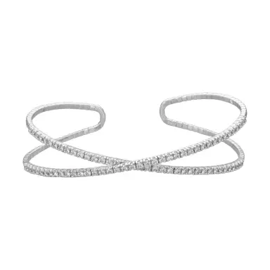 Mémoire Mémoire Open Flex 18K White Gold Diamond Crisscross Bangle Bracelet by The Solist | Thumbnail 1 Mémoire Mémoire Open Flex 18K White Gold Diamond Crisscross Bangle Bracelet by The Solist | Thumbnail 1