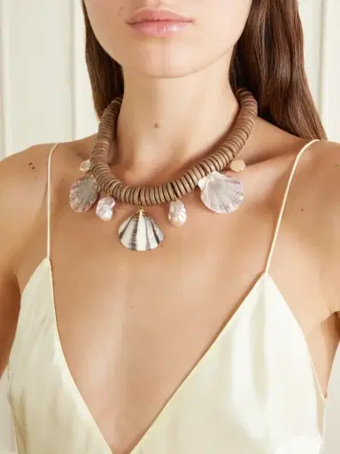 Jennifer Behr Madeira Gold-tone Bead-embellished Wood, Shell And Pearl Necklace | Thumbnail 2 Jennifer Behr Madeira Gold-tone Bead-embellished Wood, Shell And Pearl Necklace | Thumbnail 2