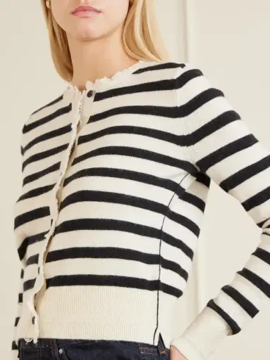Maria McManus Striped Frayed Cashmere And Cotton-blend Cardigan | Thumbnail 4 Maria McManus Striped Frayed Cashmere And Cotton-blend Cardigan | Thumbnail 4