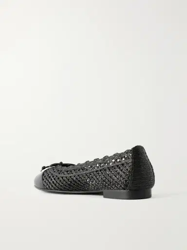 Tory Burch Bow-detail Leather-trimmed Raffia Ballet Flats | Thumbnail 3 Tory Burch Bow-detail Leather-trimmed Raffia Ballet Flats | Thumbnail 3