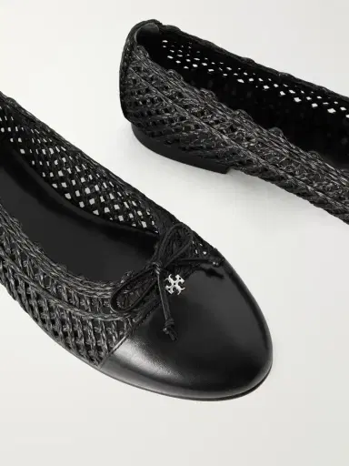 Tory Burch Bow-detail Leather-trimmed Raffia Ballet Flats | Thumbnail 5 Tory Burch Bow-detail Leather-trimmed Raffia Ballet Flats | Thumbnail 5