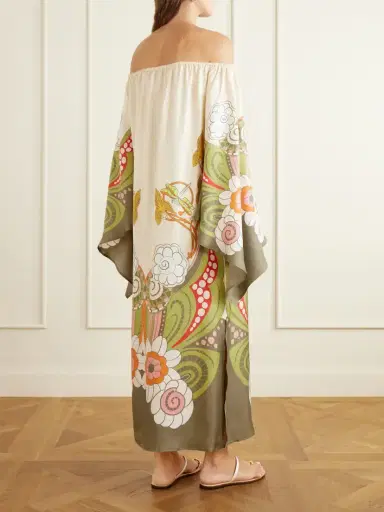 La DoubleJ Goddess Printed Off-the-shoulder Silk-twill Midi Dress | Thumbnail 3 La DoubleJ Goddess Printed Off-the-shoulder Silk-twill Midi Dress | Thumbnail 3