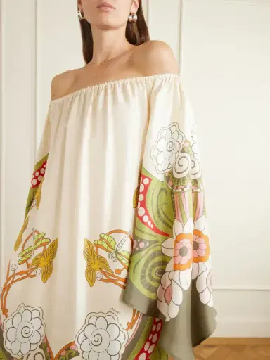 La DoubleJ Goddess Printed Off-the-shoulder Silk-twill Midi Dress | Thumbnail 4 La DoubleJ Goddess Printed Off-the-shoulder Silk-twill Midi Dress | Thumbnail 4