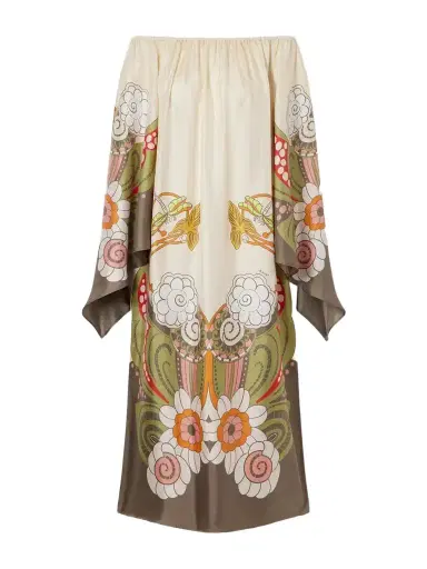 La DoubleJ Goddess Printed Off-the-shoulder Silk-twill Midi Dress | Thumbnail 1 La DoubleJ Goddess Printed Off-the-shoulder Silk-twill Midi Dress | Thumbnail 1