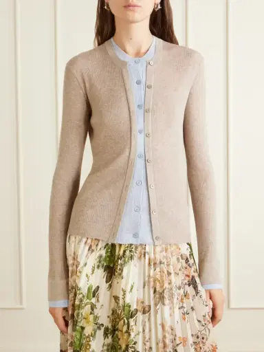 Acne Studios Kalet Layered Ribbed-knit Silk And Wool-blend Cardigan | Thumbnail 3 Acne Studios Kalet Layered Ribbed-knit Silk And Wool-blend Cardigan | Thumbnail 3