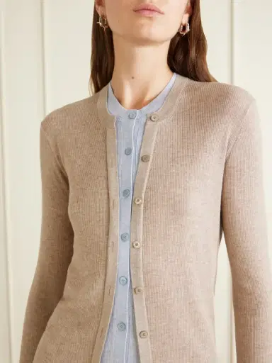 Acne Studios Kalet Layered Ribbed-knit Silk And Wool-blend Cardigan | Thumbnail 5 Acne Studios Kalet Layered Ribbed-knit Silk And Wool-blend Cardigan | Thumbnail 5
