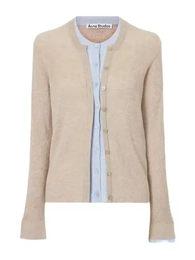 Acne Studios Kalet Layered Ribbed-knit Silk And Wool-blend Cardigan | Thumbnail 1 Acne Studios Kalet Layered Ribbed-knit Silk And Wool-blend Cardigan | Thumbnail 1