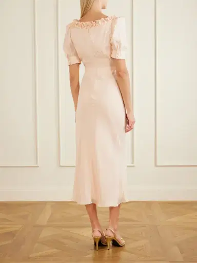 Alessandra Rich Ruffled Bow-embellished Silk-jacquard Midi Dress | Thumbnail 3 Alessandra Rich Ruffled Bow-embellished Silk-jacquard Midi Dress | Thumbnail 3