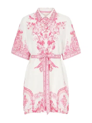 Camilla Floral-print Embellished Linen Mini Dress | Thumbnail 1 Camilla Floral-print Embellished Linen Mini Dress | Thumbnail 1