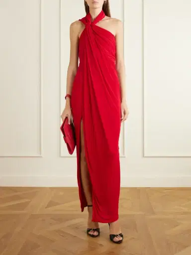 Balmain Draped Halterneck Jersey Maxi Dress | Thumbnail 2 Balmain Draped Halterneck Jersey Maxi Dress | Thumbnail 2