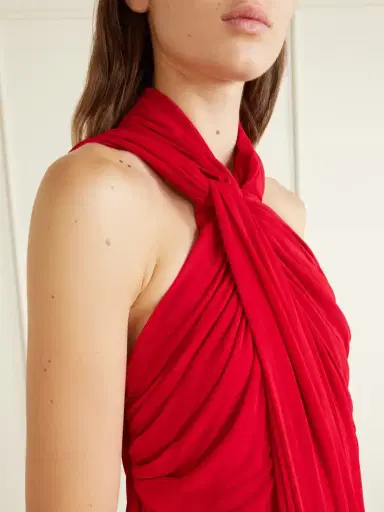 Balmain Draped Halterneck Jersey Maxi Dress | Thumbnail 4 Balmain Draped Halterneck Jersey Maxi Dress | Thumbnail 4