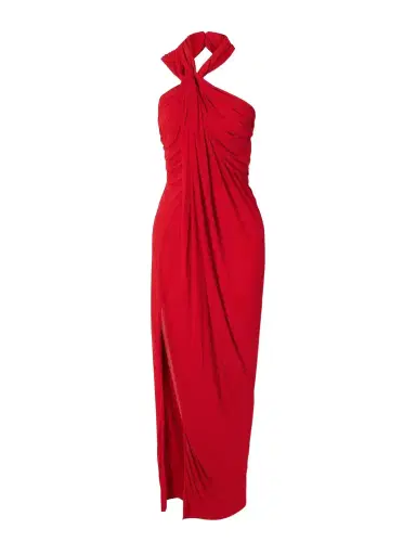 Balmain Draped Halterneck Jersey Maxi Dress | Thumbnail 1 Balmain Draped Halterneck Jersey Maxi Dress | Thumbnail 1