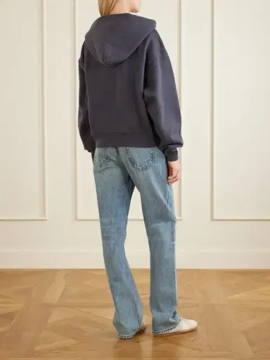 Sporty & Rich Logo-print Garment-dyed Cotton-jersey Zip-up Hoodie | Thumbnail 4 Sporty & Rich Logo-print Garment-dyed Cotton-jersey Zip-up Hoodie | Thumbnail 4