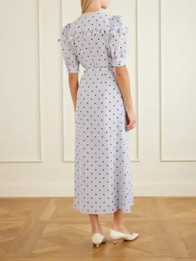 Alessandra Rich Belted Polka-dot Lace-trimmed Silk Midi Dress | Thumbnail 3 Alessandra Rich Belted Polka-dot Lace-trimmed Silk Midi Dress | Thumbnail 3