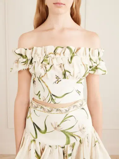 Agua by Agua Bendita Pimienta Azucar Cropped Floral-print Linen Top | Thumbnail 3 Agua by Agua Bendita Pimienta Azucar Cropped Floral-print Linen Top | Thumbnail 3
