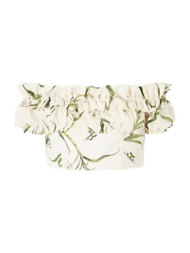 Agua by Agua Bendita Pimienta Azucar Cropped Floral-print Linen Top | Thumbnail 1 Agua by Agua Bendita Pimienta Azucar Cropped Floral-print Linen Top | Thumbnail 1