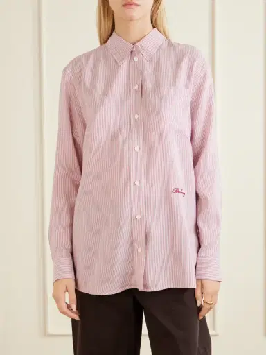 Burberry Logo-embroidered Striped Silk Shirt | Thumbnail 3 Burberry Logo-embroidered Striped Silk Shirt | Thumbnail 3