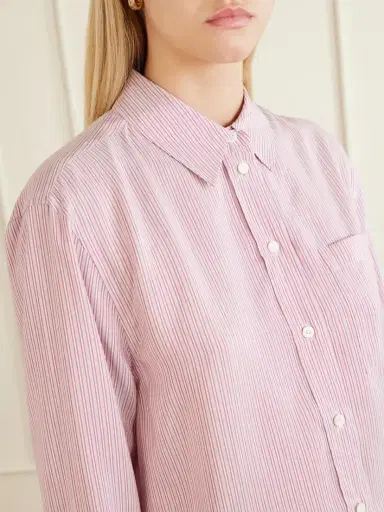Burberry Logo-embroidered Striped Silk Shirt | Thumbnail 5 Burberry Logo-embroidered Striped Silk Shirt | Thumbnail 5