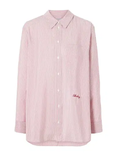 Burberry Logo-embroidered Striped Silk Shirt | Thumbnail 1 Burberry Logo-embroidered Striped Silk Shirt | Thumbnail 1