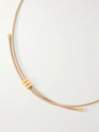 Déhanche Hollyhock Beaded Gold-toned Leather Necklace | Thumbnail 4 Déhanche Hollyhock Beaded Gold-toned Leather Necklace | Thumbnail 4