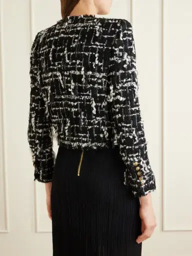 Balmain Cropped Embellished Metallic Tweed Jacket | Thumbnail 4 Balmain Cropped Embellished Metallic Tweed Jacket | Thumbnail 4