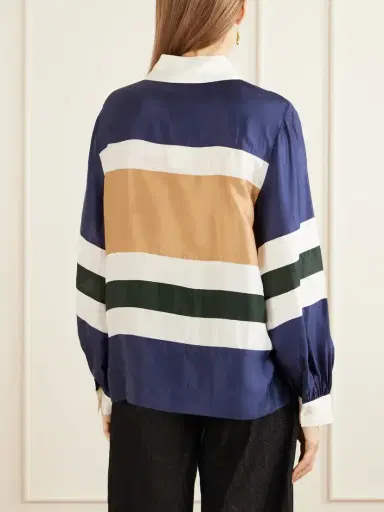 Sea Juliet Striped Satin Polo Shirt | Thumbnail 4 Sea Juliet Striped Satin Polo Shirt | Thumbnail 4