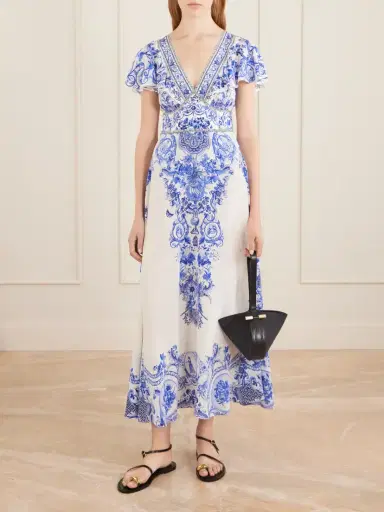 Camilla Embellished Printed Ruffled Silk-crepe Midi Dress | Thumbnail 2 Camilla Embellished Printed Ruffled Silk-crepe Midi Dress | Thumbnail 2