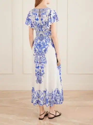 Camilla Embellished Printed Ruffled Silk-crepe Midi Dress | Thumbnail 3 Camilla Embellished Printed Ruffled Silk-crepe Midi Dress | Thumbnail 3