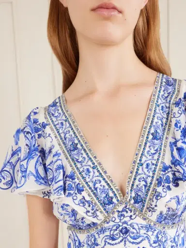 Camilla Embellished Printed Ruffled Silk-crepe Midi Dress | Thumbnail 4 Camilla Embellished Printed Ruffled Silk-crepe Midi Dress | Thumbnail 4