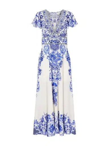 Camilla Embellished Printed Ruffled Silk-crepe Midi Dress | Thumbnail 1 Camilla Embellished Printed Ruffled Silk-crepe Midi Dress | Thumbnail 1