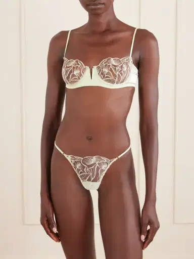 Kiki de Montparnasse Calla Lily Floral-embroidered Mesh Thong | Thumbnail 2 Kiki de Montparnasse Calla Lily Floral-embroidered Mesh Thong | Thumbnail 2