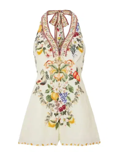 Camilla Embellished Floral-print Linen Playsuit | Thumbnail 1 Camilla Embellished Floral-print Linen Playsuit | Thumbnail 1