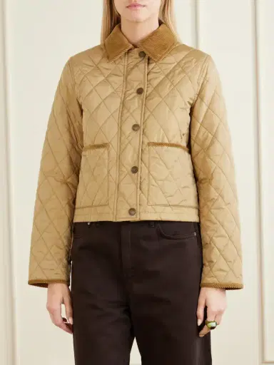 Burberry Cropped Corduroy-trimmed Quilted Shell Jacket | Thumbnail 3 Burberry Cropped Corduroy-trimmed Quilted Shell Jacket | Thumbnail 3