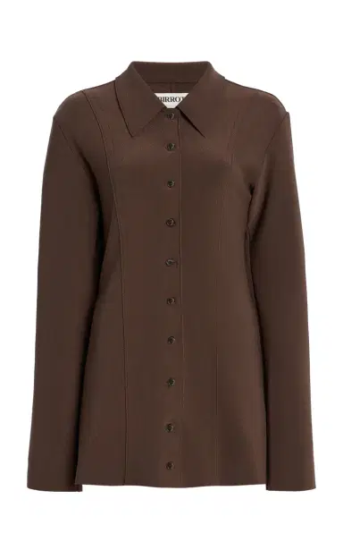 BIRROT Lay2 Fitted Button-Down Crepe Top | Thumbnail 1 BIRROT Lay2 Fitted Button-Down Crepe Top | Thumbnail 1