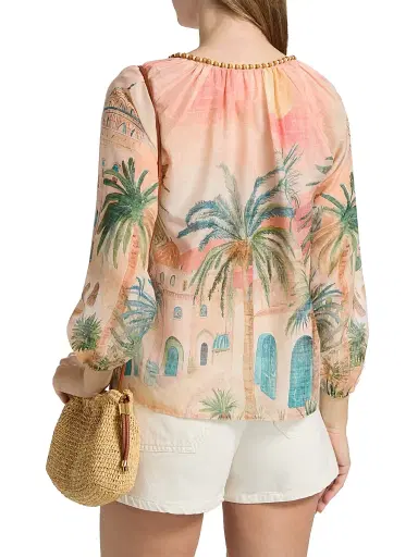 Johnny Was Women's Loubellah Beaded Cotton-Silk Blouse - Sirena - Size XL | Thumbnail 5 Johnny Was Women's Loubellah Beaded Cotton-Silk Blouse - Sirena - Size XL | Thumbnail 5
