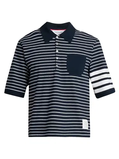 Thom Browne Men's Engineered 4-Bar High-Twist Jersey Polo Shirt | Thumbnail 1 Thom Browne Men's Engineered 4-Bar High-Twist Jersey Polo Shirt | Thumbnail 1