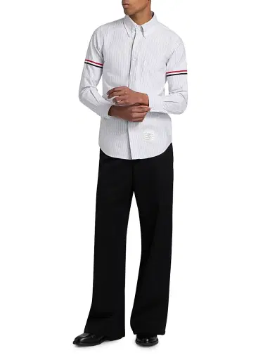 Thom Browne Men's Striped Cotton Poplin Shirt - Med Grey - Size XXL | Thumbnail 2 Thom Browne Men's Striped Cotton Poplin Shirt - Med Grey - Size XXL | Thumbnail 2