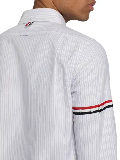 Thom Browne Men's Striped Cotton Poplin Shirt - Med Grey - Size XXL | Thumbnail 6 Thom Browne Men's Striped Cotton Poplin Shirt - Med Grey - Size XXL | Thumbnail 6