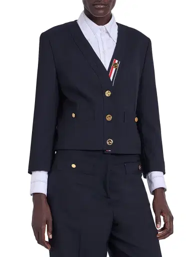 Thom Browne Women's V-Neck Wool Cardigan Jacket | Thumbnail 3 Thom Browne Women's V-Neck Wool Cardigan Jacket | Thumbnail 3