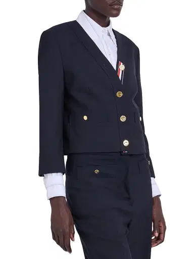 Thom Browne Women's V-Neck Wool Cardigan Jacket | Thumbnail 4 Thom Browne Women's V-Neck Wool Cardigan Jacket | Thumbnail 4