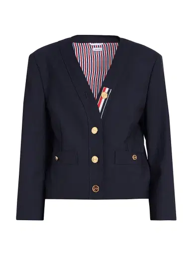 Thom Browne Women's V-Neck Wool Cardigan Jacket | Thumbnail 1 Thom Browne Women's V-Neck Wool Cardigan Jacket | Thumbnail 1
