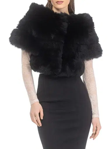 Gorski Women's Merinillo Shearling Lamb Capelet - Black - Size XL | Thumbnail 3 Gorski Women's Merinillo Shearling Lamb Capelet - Black - Size XL | Thumbnail 3