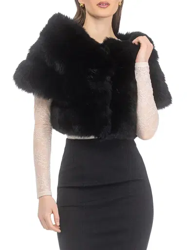 Gorski Women's Merinillo Shearling Lamb Capelet - Black - Size XL | Thumbnail 4 Gorski Women's Merinillo Shearling Lamb Capelet - Black - Size XL | Thumbnail 4