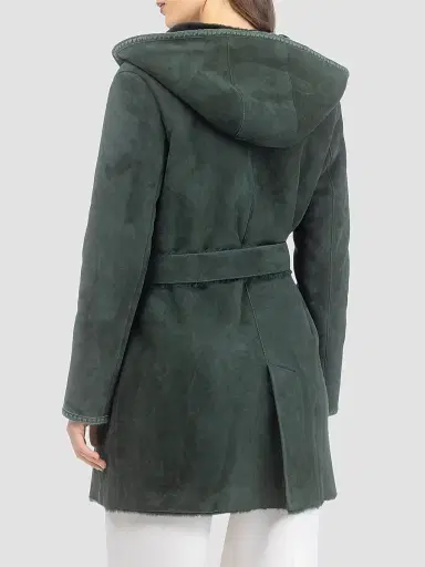 Gorski Women's Merino Shearling Lamb Parka with Embroidered Trim - Emerald - Size Large | Thumbnail 5 Gorski Women's Merino Shearling Lamb Parka with Embroidered Trim - Emerald - Size Large | Thumbnail 5
