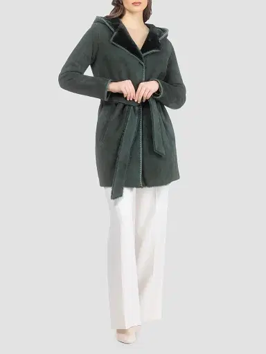 Gorski Women's Merino Shearling Lamb Parka with Embroidered Trim - Emerald - Size Large | Thumbnail 6 Gorski Women's Merino Shearling Lamb Parka with Embroidered Trim - Emerald - Size Large | Thumbnail 6
